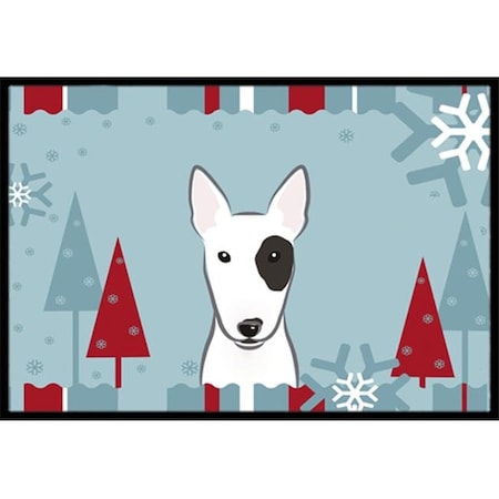 Carolines Treasures Carolines Treasures BB1705MAT Winter Holiday Bull Terrier Indoor & Outdoor Mat; 18 x 27 in. BB1705MAT